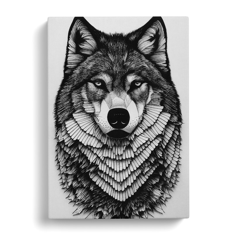 Monochrome Wolf No.2 - Wrapped Canvas Print, 60cm H x 40cm W x 3cm D