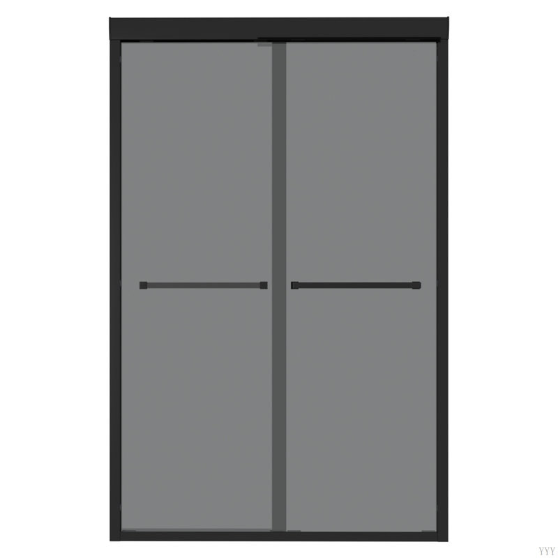 Porte de douche coulissante double en verre trempé de 48 mm x H 76 po H 8 po avec cadre en acier inoxydable 304