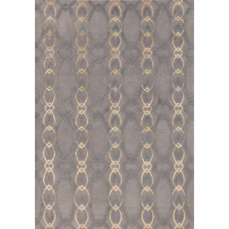 Modern Tibet Hand Knotted Area Rug in Blue, Rectangle 6' x 9'