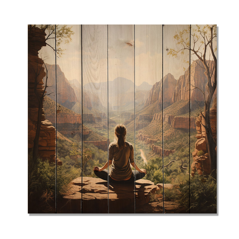 Kazandra yoga dans la nature sur bois, H 15 po x l 15 po x P 0,78 po