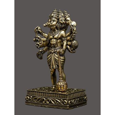 Petite statue en laiton à dix bras Panchamukhi Hanuman