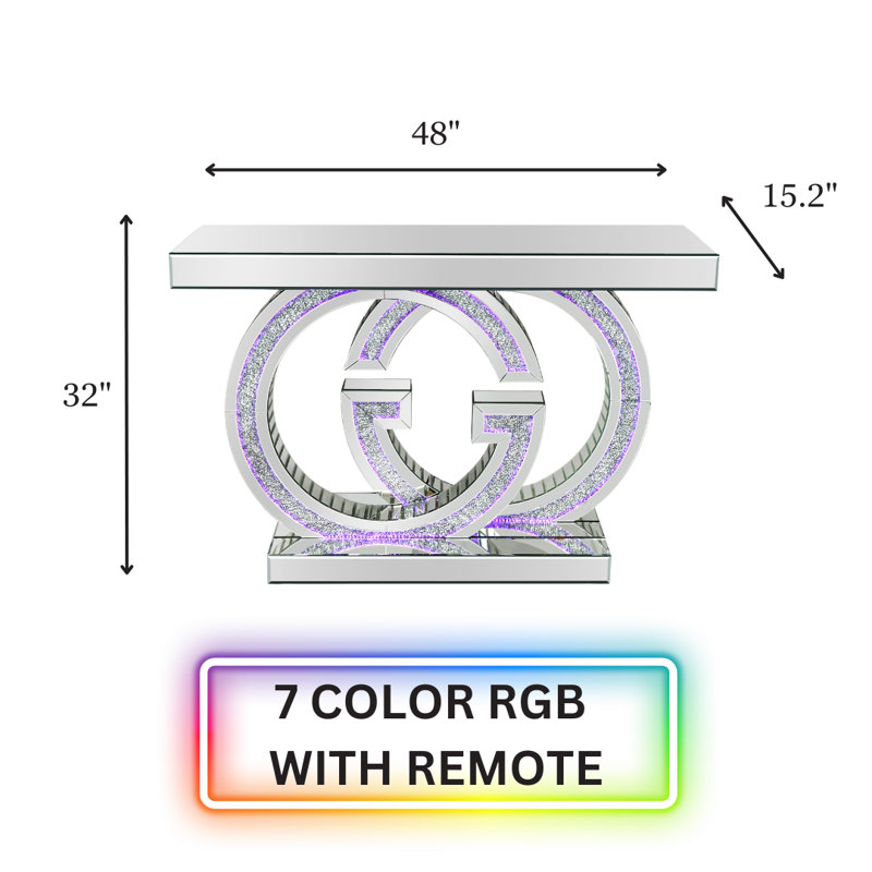 Modern Kehlani 48" Console Table With 7 Colour Changing Lights And Remote