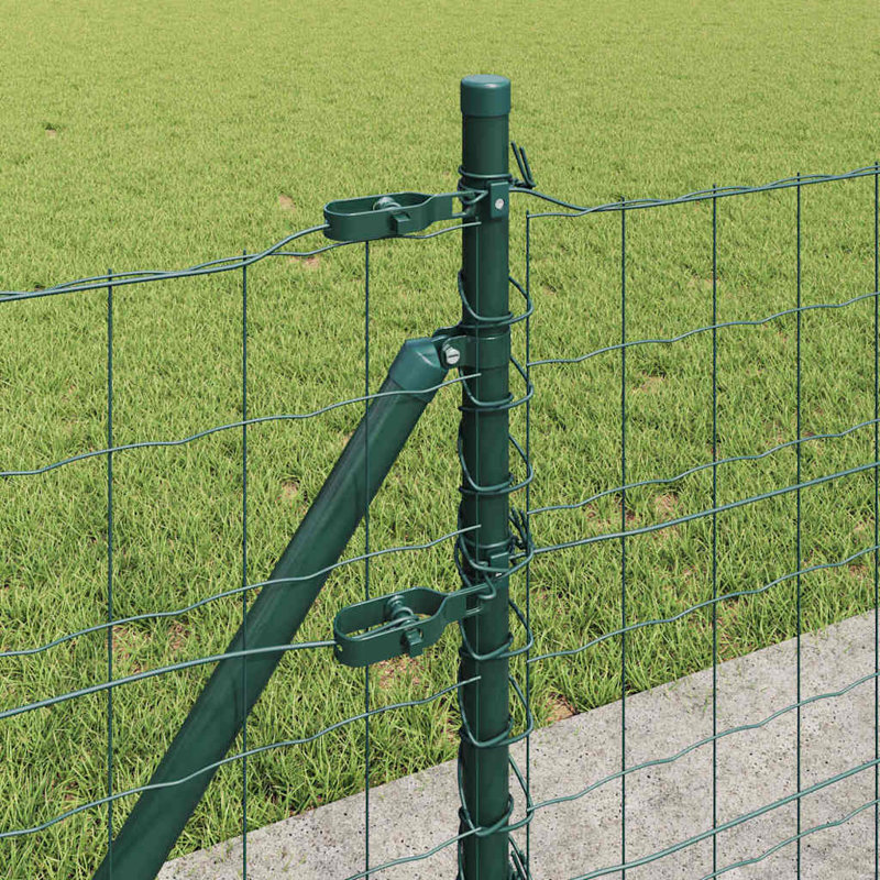 Vidaxl Fence With Posts Steel, Green, 60cm H x 5000cm W x 3.2cm D