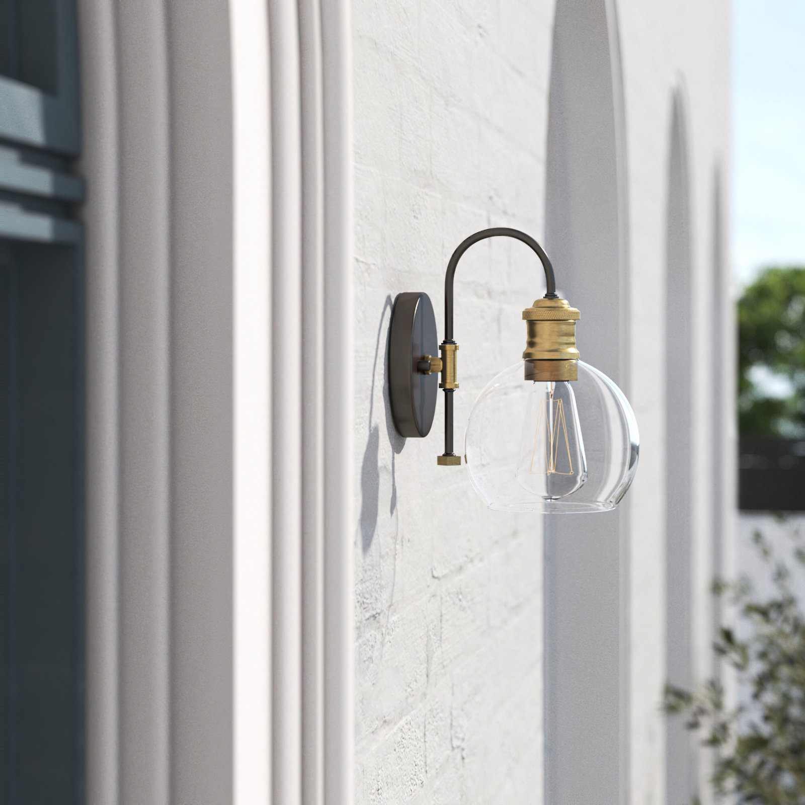 Brianna Outdoor Wall Lantern, Oil Rubbed Bronze with Natural Brass