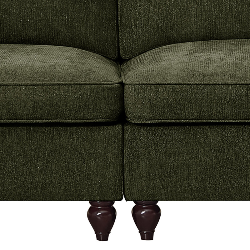 Canapé-lit 2 places en tissu de chenille avec jupes à plis, 2-Seat, Vert