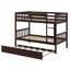 Lit superposé modulaire en bois avec lit gigogne, conception convertible et garde-corps de sécurité-1399028236