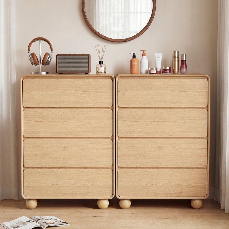 Commode de rangement 4 tiroirs minimaliste, Natural