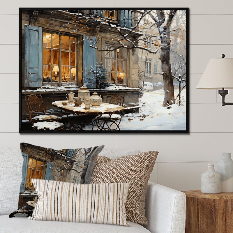 «Paris City Tower Winter Winter Charm II», art mural de la ville de Paris, Cadre flottant noir, H 34 po x l 44 po x P 1,5 po