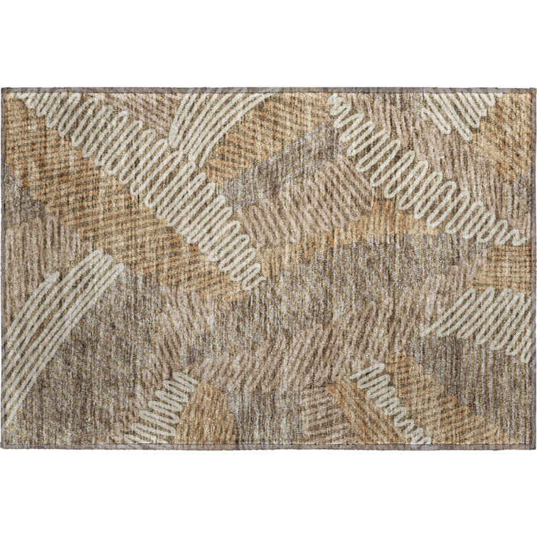 Premium Machine Washable Prisco Brown Rug