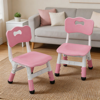 Chaises pour enfants 10,6 po / 11,4 po / 12,2 po à 3 niveaux réglables à 2 niveaux, dossier ergonomique, pieds antidérapants, chaises empilables en polypropylène certifiées CCP pour la classe résidentielle, rose