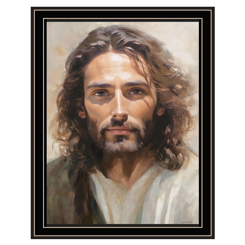 «Portrait of Christ» Byjo Moulton, reproduction encadrée prête à accrocher, cadre noir