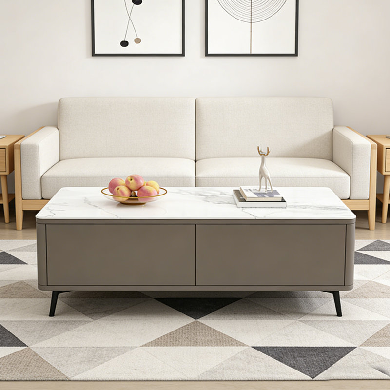 Table basse légère et luxueuse, H 15,74 po x L 51,18 po x l 23,62 po, Gris