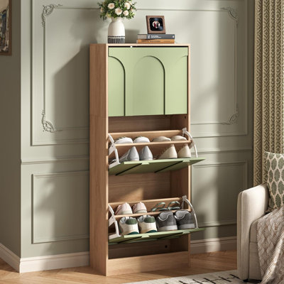 10 Pair Solid Wood Shoe Storage Cabinet
