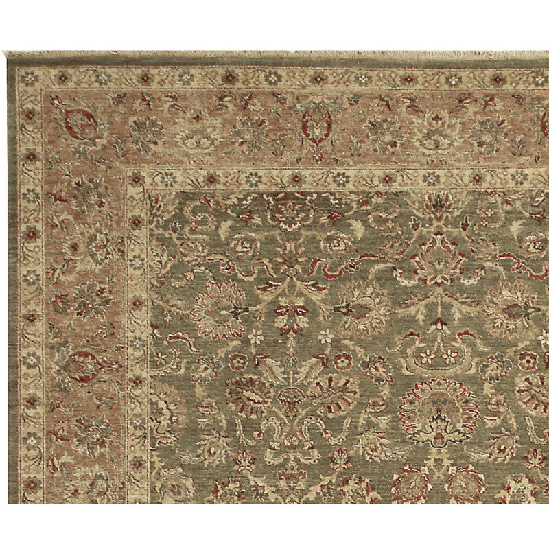 Hand Knotted Wool Oriental Area Rug in Beige/Green/Brown, Rectangle 6' x 9'