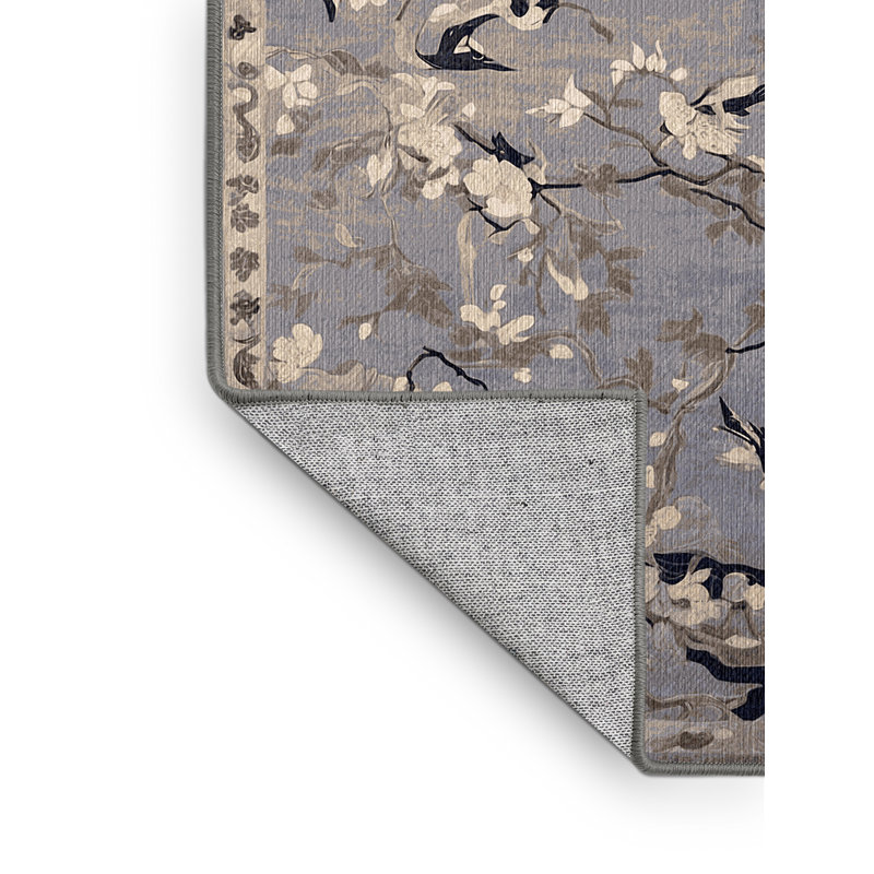 Machine Washable Gray Area Rug, Rectangle 4' x 6'