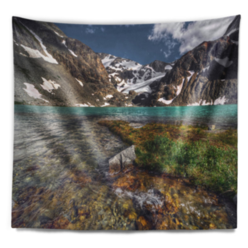 Paysage avec ruisseau transparent dans les montagnes, H 32 po x l 39 po