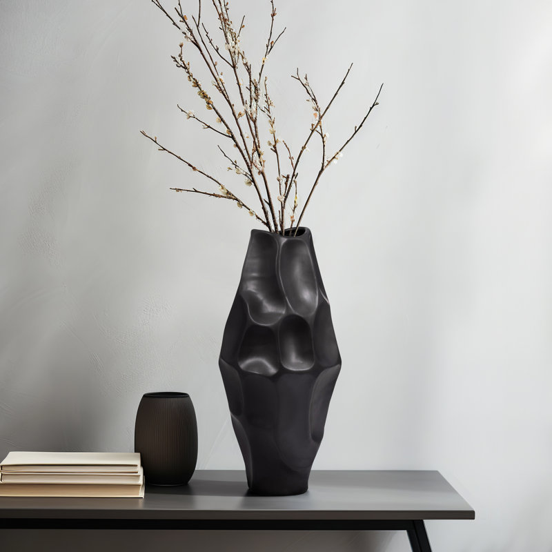 Antwerp Handmade Stoneware Table Vase, 20" H x 9" W x 9" D, Black