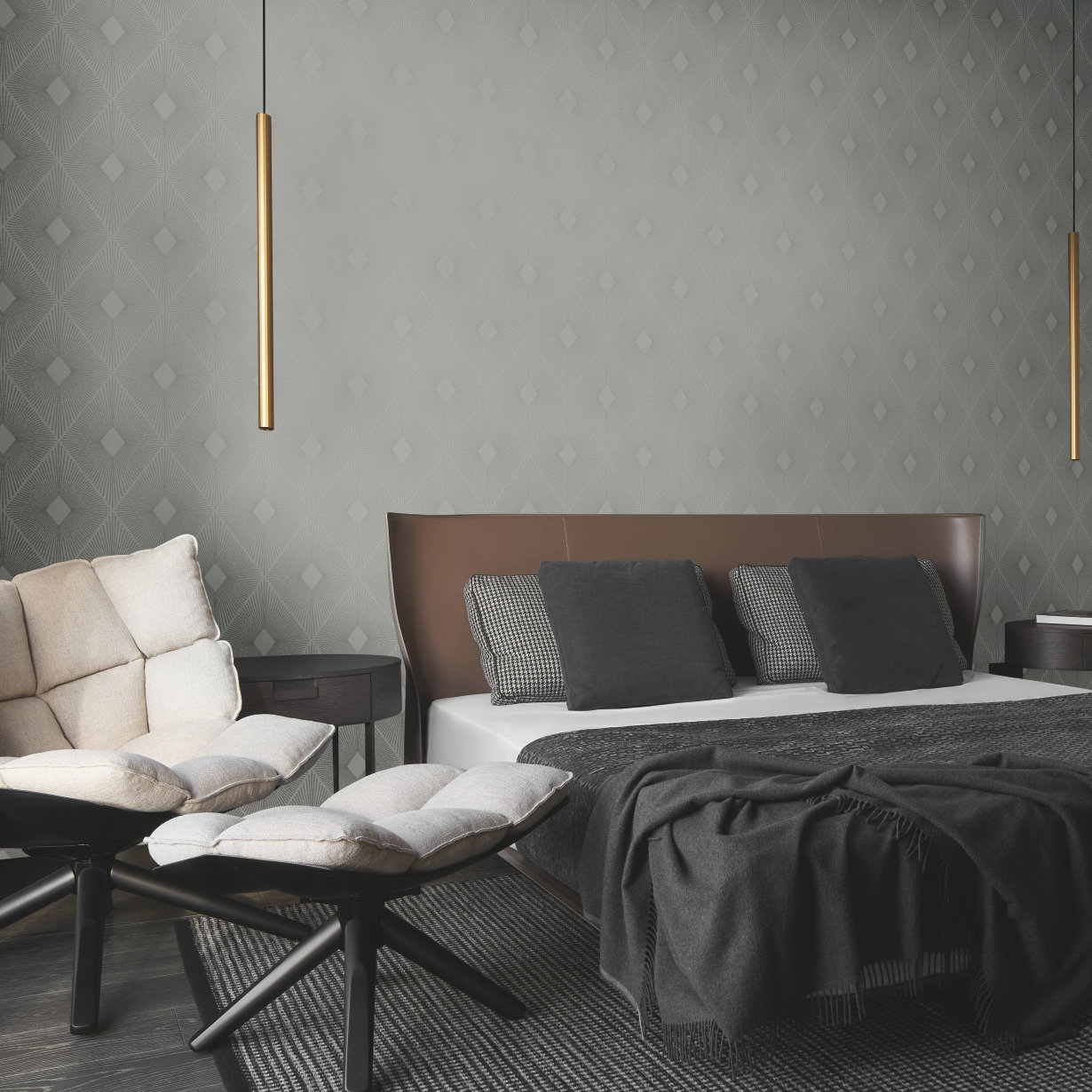 Antonina Vella Modern Metals Modern Geometric Wallpaper, Light Grey/Silver