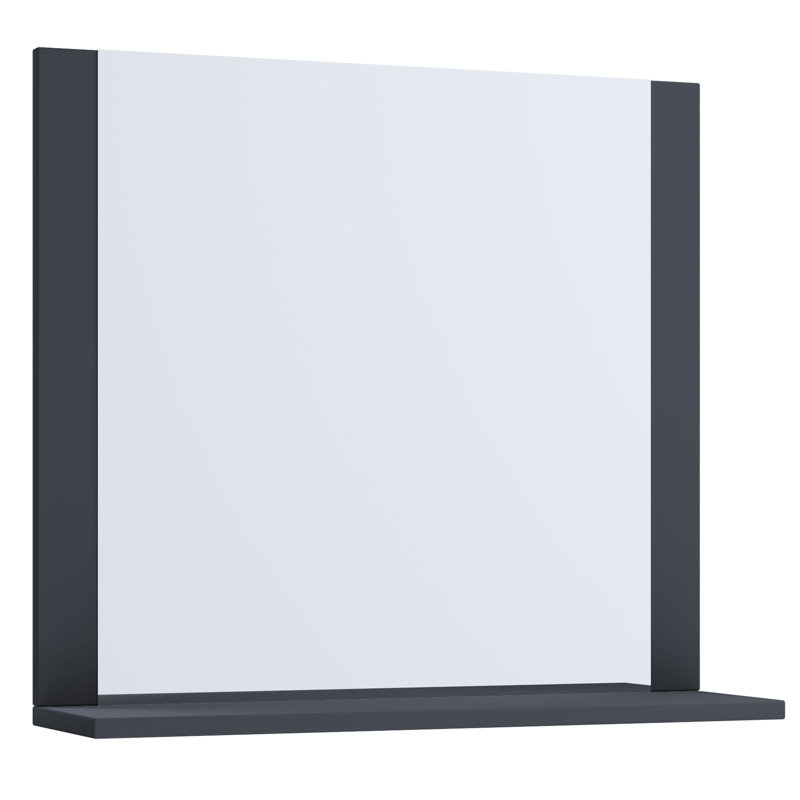 Elverda Flat Mirror with Shelves, 55cm H x 80cm W, Black