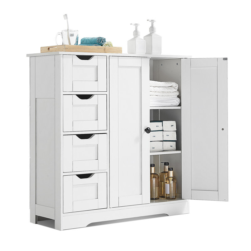 Armoire de salle de bain en bois avec 4 tiroirs et tablette réglable