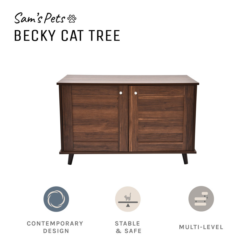 Becky 24.5" Brown Wood Freestanding Cat Tree End Table
