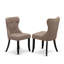 L'ensemble de table de salle à manger 3 pièces comprend 1 table de salle à manger et 2 chaises de salle à manger en tissu de lin à dossier capitonné avec têtes de clou - finition noire brossée-559233966-592942744-592942751