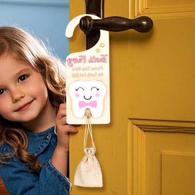 Wooden Tooth Fairy Tooth Holder Bag