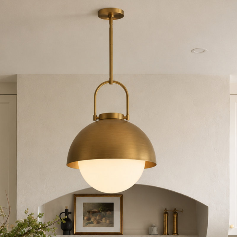 Navarre 1 - Light Dome Pendant, Aged Gold