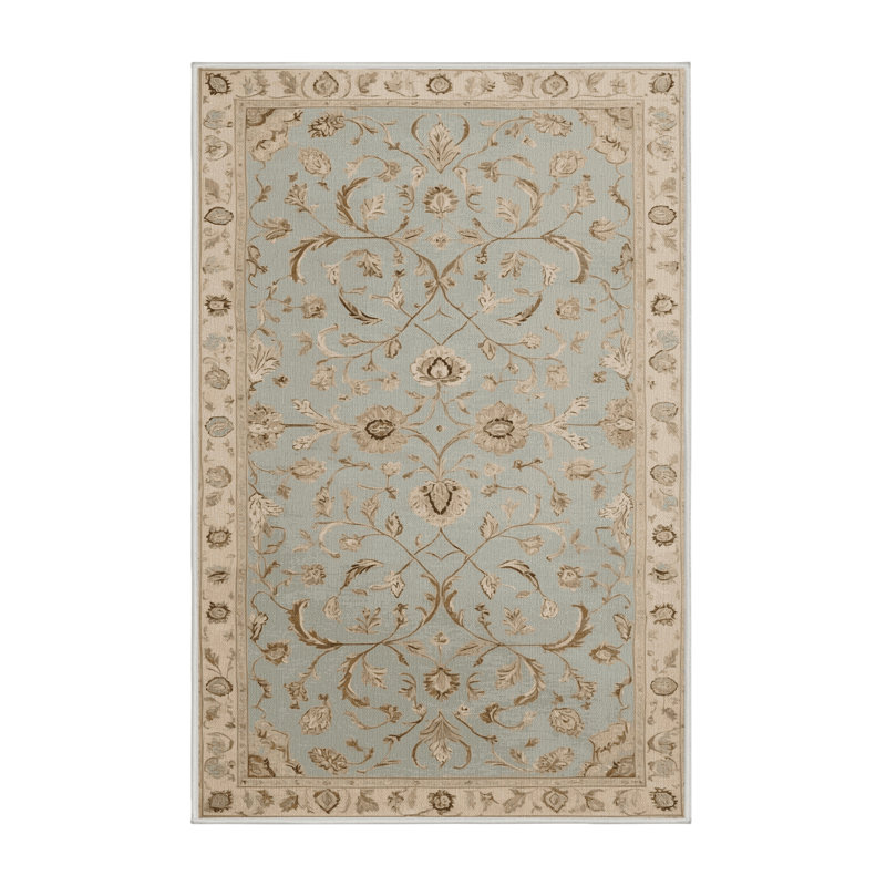 Tapis beige Tabriz lavable à la machine, Rectangle 4pi x 6 pi