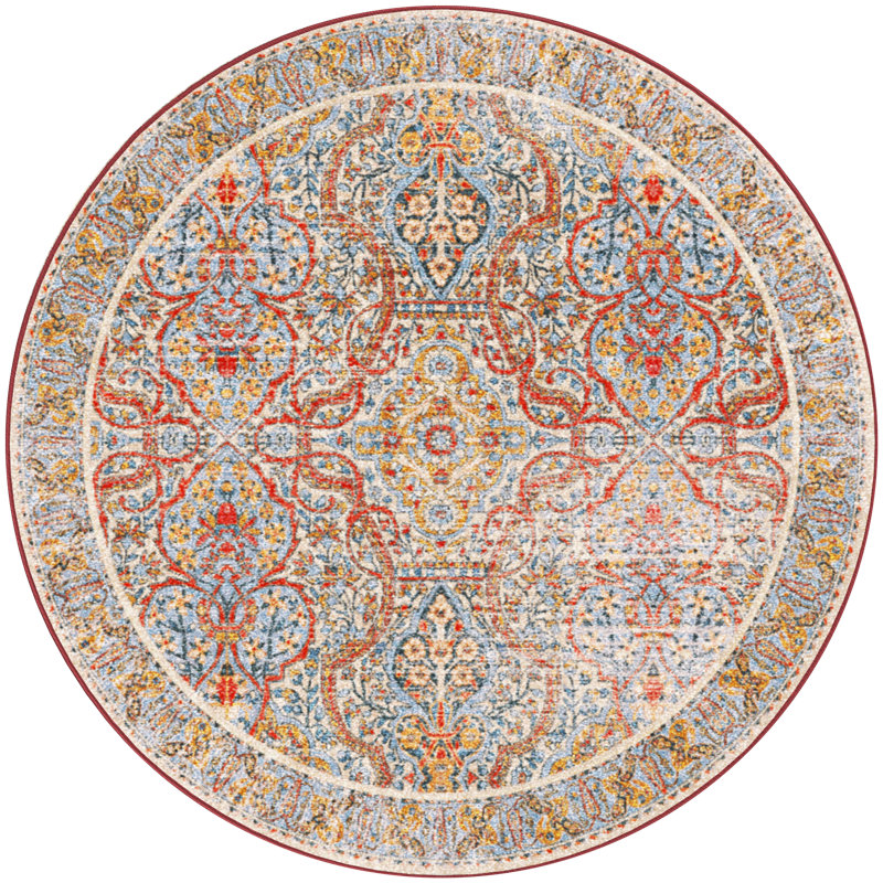 Miltiadis Premium EnduraStran Nylon Distressed Area Rug, Round 7'7"