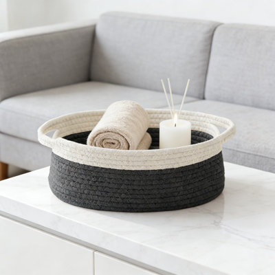 Panier de rangement tissé à la main avec poignées, bac de rangement décoratif pour tablettes, placards et décoration intérieure, pour jouets, livres et paniers-cadeaux