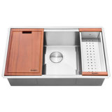 Ruvati Workstation Rounded Corners Undermount Ledge Kitchen Sink with Accessories