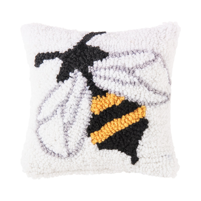 White and Black Hooked Bumble Bee Pillow