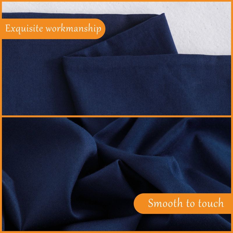 Pillowcases, Washed CottonBreathable Pillow Cases, Envelope Closure - NTBAY, Navy, Standard Pillowcases