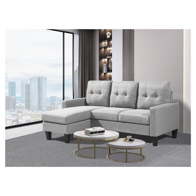 Odelin 3 Seater Fabric Corner Sofa , Light Grey