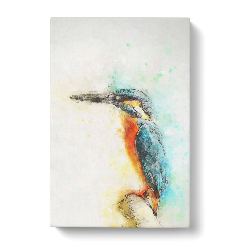 Perched Kingfisher In Abstract - Wrapped Canvas, 76cm H x 50cm W x 3cm D