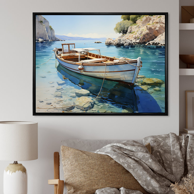 Navagio Beach Zakynthos IV sur toile, Cadre flottant noir, H 24 po x l 32 po x P 1 po