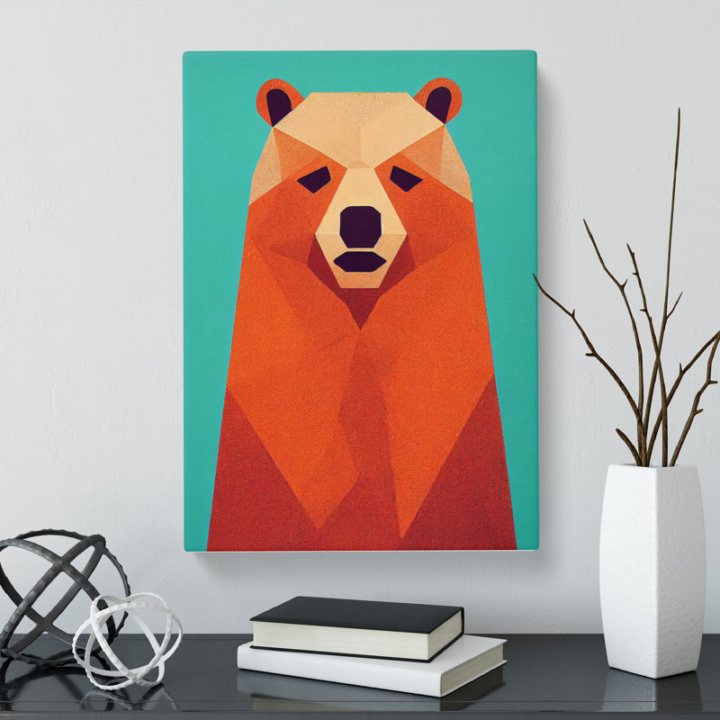 Bear Mid Century - Wrapped Canvas, 50cm H x 35cm W x 3cm D