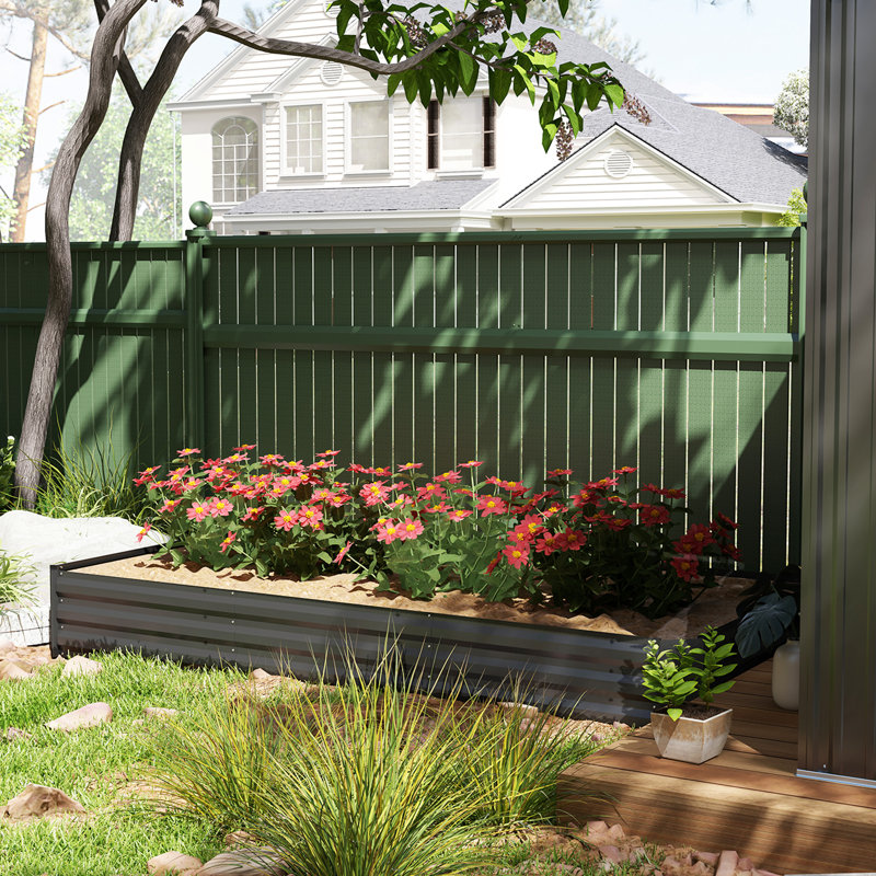 Boîte à fleurs galvanisée, lit de jardin en métal 8 pi x 4 pi x 1 pi