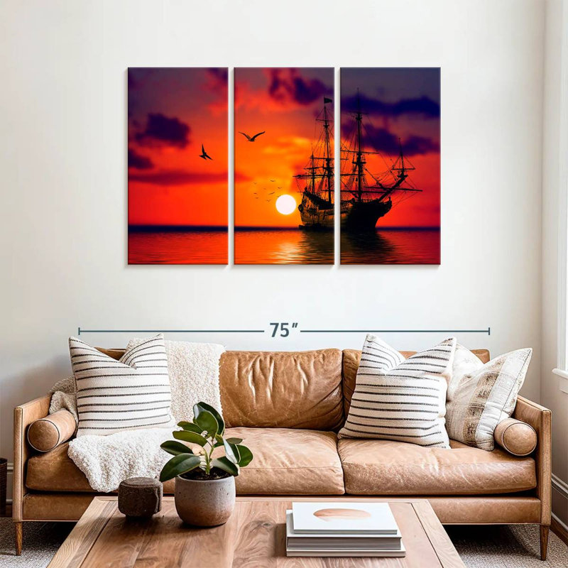 Mehar Ship Sunset, 36" H x 57" W