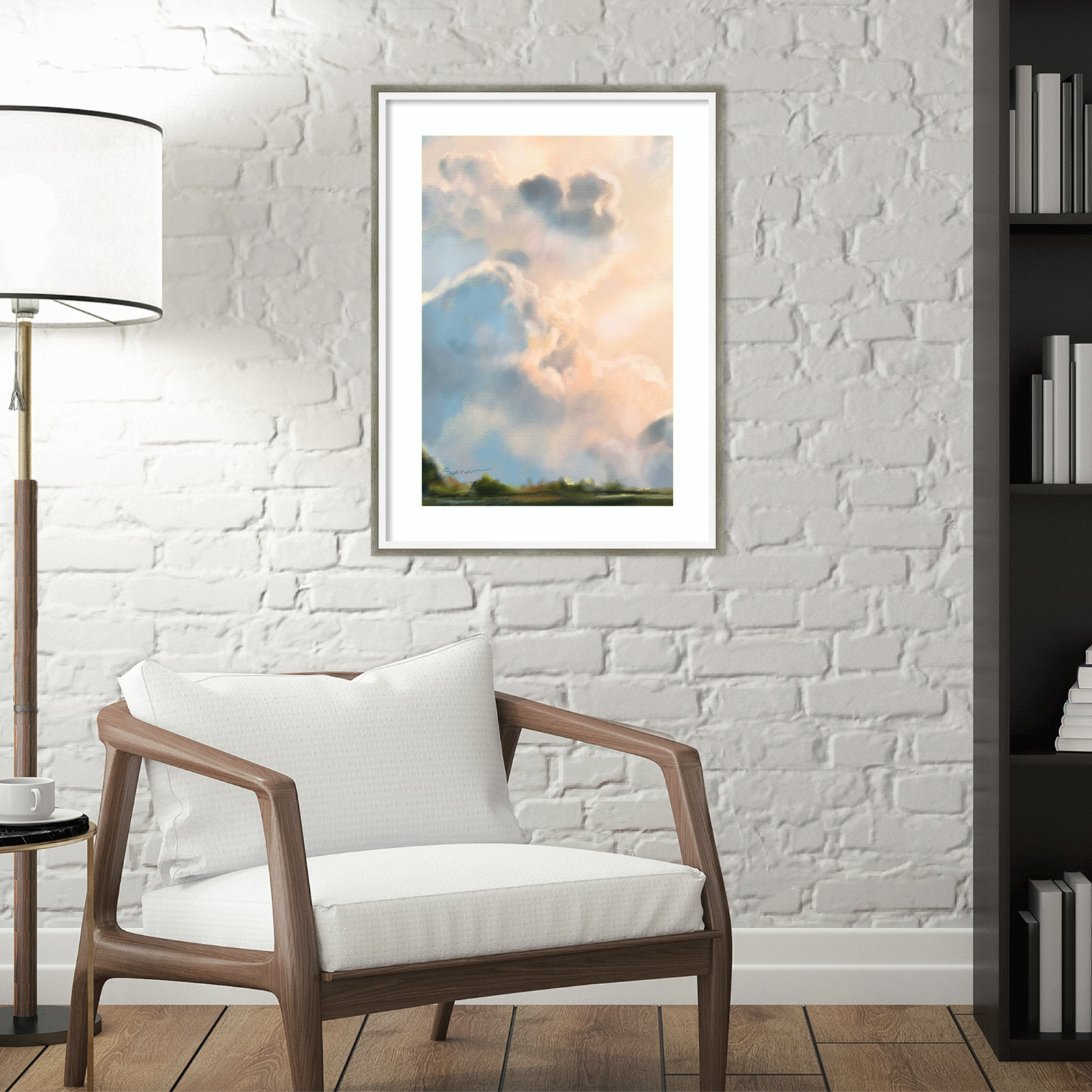 Cloud I by Mary Sparrow, 30" W x 41" H x 2" D, Silver Framed