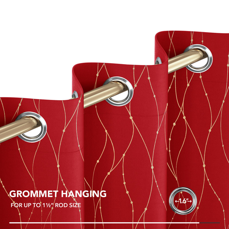 Blackout Curtain Pair, 117cm W x 183cm D, Red