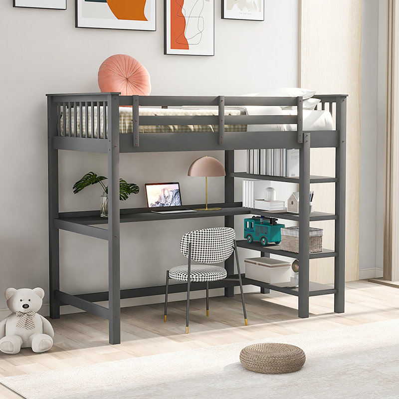 Geramiah Kids Loft Bed, Gray, Full