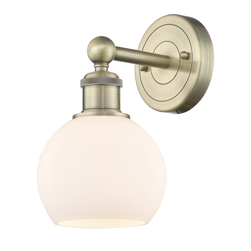 Cheboygan Armed Sconce, Matte White, Antique Brass