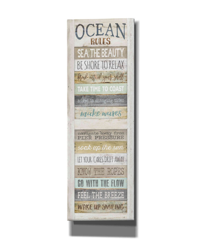 «Ocean Rules» par Marla Rae, art mural sur toile, H 60 po x l 20 po x P 1,5 po