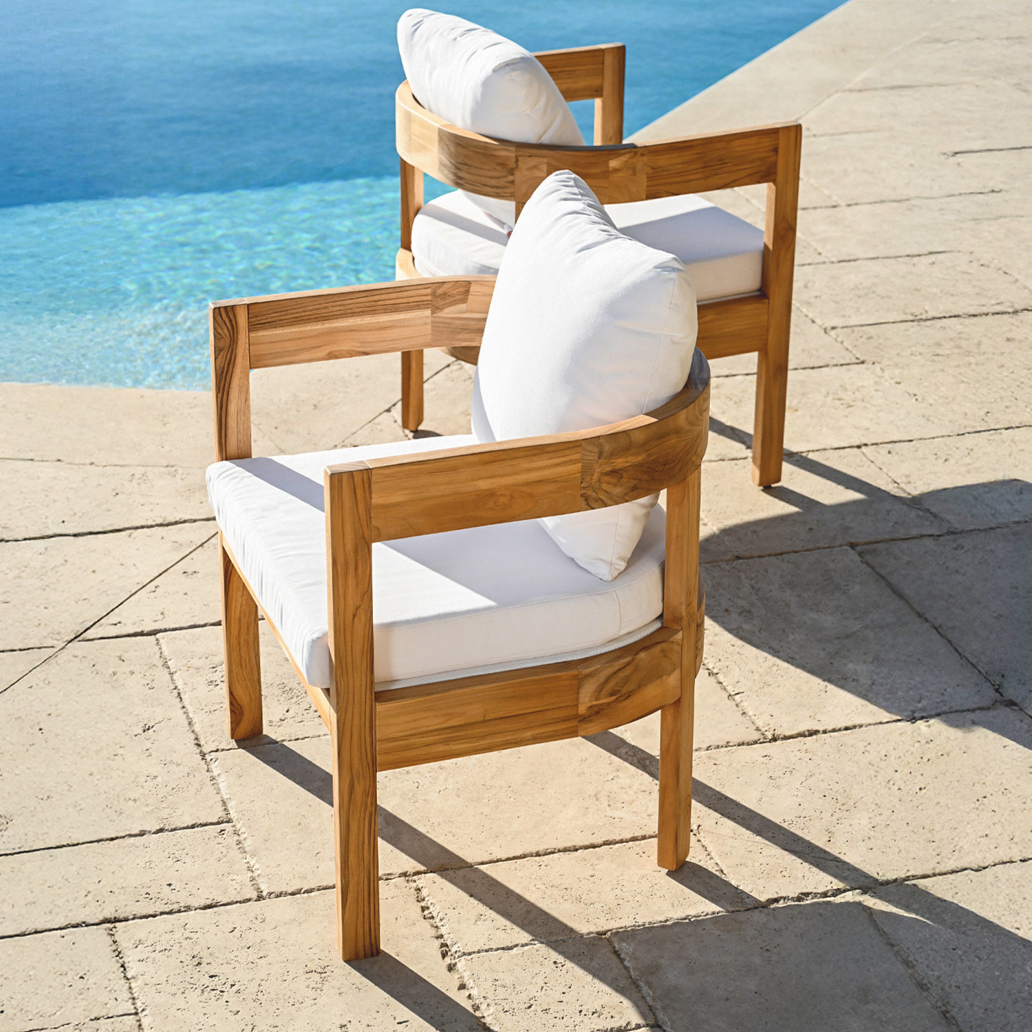 Everlee Teak Sunbrella® Patio Armchair, White
