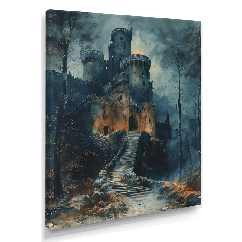 «Gothic Winter Castle of Darkness At Night - Castles», art mural, Toile tendue, H 44 po x l 34 po x P 1,5 po