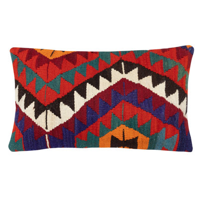 Housse de coussin kilim 14 po x 24 po tissée à la main. Taie d'oreiller rétro. Coussin rustique Housse de coussin Turkish