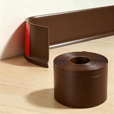 Garniture de plinthe en PVC souple auto-adhésive flexible, base de baie en vinyle imperméable auto-adhésive 4 pouces x 3,28 pi, sans outils pour la protection du bord et du mur
