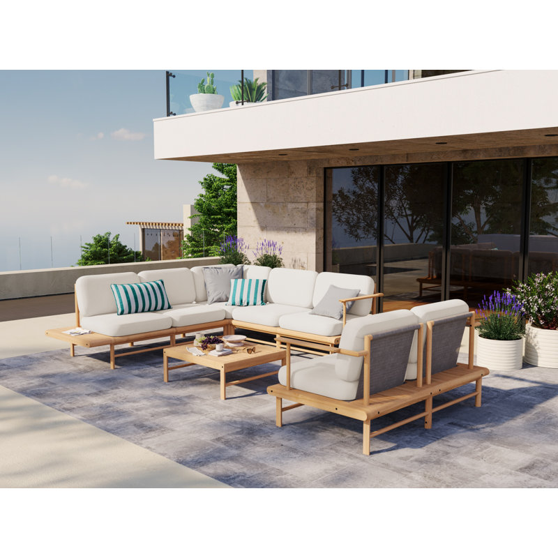 Indoor / Outdoor Striped Square Cushion, Azure